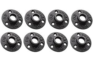 Nvanvmm 1/2 Inches Malleable Cast Iron Pipe Flange, 1/2 Inches Black Pipe Threaded Pipe Nipples, 8 Pcs