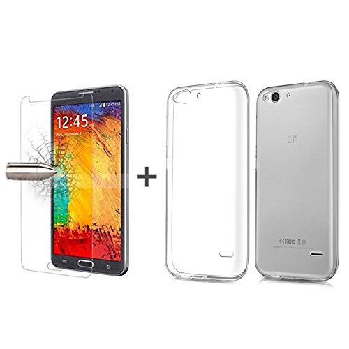 TBOC Pack  Funda de Gel TPU Transparente   Protector Pantalla Vidrio Templado para ZTE Blade S6 Plus  Funda de Silicona Ultrafina y Flexible  Protector de pantalla Resistente a Golpes  Ca  das y Ara  azos 