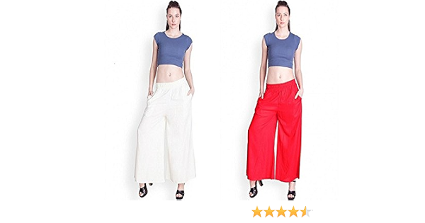 Buy Lux Lyra Plain Palazzo White \u0026 Red 