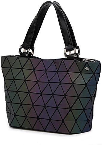 2017 Female Bag Luminous Bucket Bag Fashion Lingge Shoulder Bag Diagonal Ladies Handbag Folding Personality Simple Bag,Small-OneSize