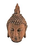 Resistente al agua. Efecto madera cabeza de Buda escultura adorno Interior Decoración del hogar Casa Choza®, 24 cm