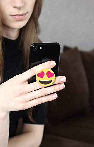 tricase SmartHolder – praktische Handy-Halterung Griff Ständer für Smartphones & Tablets & e-Reader | universeller Halter für mobile Geräte | 2 in 1 Set: mit GRATIS SmartClip (Heart Eye Smiley) - 4
