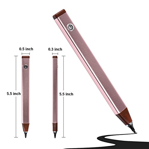 Stylus Stift, Touchscreen Eingabestift , Wrcibo USB Aufladbar Kapazitiver Eingabestift Stylus Touch Pen Touch Screen Zeichnen- und Schreibstift, Feine Präzision Kugelschreiber für Touch-Screen-Smartphones & Tablets (Rose-Gold) - 6