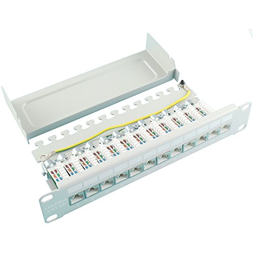 Ligawo 1020304.0 Patchpanel "Cat.6A 12x RJ45 LSA", 25,4 cm grau