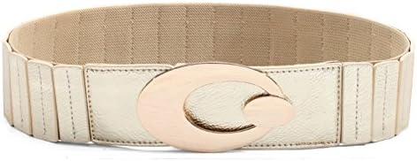 Patent leather elastic belt in autumn and winter ladies fashion stretch waist wide-Golden One Size
