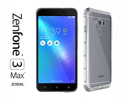 IBROZ ASUS Zenfone 3 Max Plus (ZC553KL) - Coque Housse étui Silicone Premium - Transparent - Air Cushion Corners (Semi Rigide - Chocs Absorption) écran 5.5