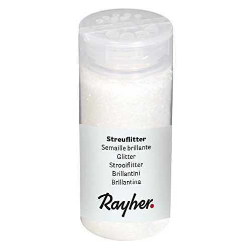 RAYHER 3925802, Streuflitter, Dose 110 g, Pet, weiß