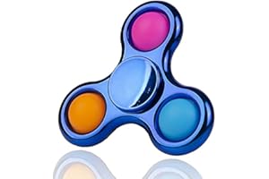 YIRAN Chrome Fidget Spinner Poppet Simple Popper Sensory Toy, Pop It Anti-Anxiety Stress Relief Portable Metallic Blue Hand Spinner for Brain Development - Gift for Kids