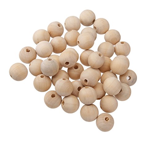 Generic Runde Holzperlen - Holzkugeln - Zwischenperlen - Holz Zierperlen - 50Stück - Schmuckherstellung - Natur, 14mm
