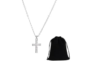 ASYKNM Ciondolo a Croce, Collana con Ciondolo a Croce con Zirconi Cubici, Collana a Croce Cristiana, Collana Unisex Minimalista, per Uomini, Donne, Ragazzi, Ragazze