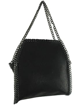 Handtasche Damen klein Lederlook Glitzer Metallic Optik mit Kette