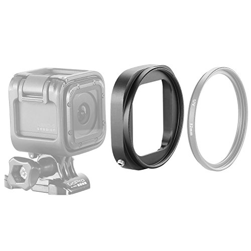 Neewer® - Anillo Adaptador de Filtro de Lente de 52 mm de aleación de Aluminio para GoPro Hero 4 Session con un Destornillador Hexagonal y una Correa -- Color Negro