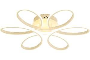 BOMKRA LED Ceiling Light with Flower Shape, Modern Creativity Chandelier Fixtures, Flush Fitting Ceiling Lighting Fixture for Living Room Bedroom Kitchen, White, Three Lights