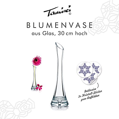 Garbanzo-Shop, Vase aus Glas Höhe 30cm, standfest, für Einzelblumen (Rosen) und kleine Gebinde, schöne Dekoration für jeden Tisch,