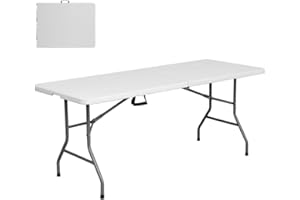 LOLAhome Mesa Plegable, de Acero Anticorrosión y HDPE (De 180x70x74 cm) | Resistente, fácil Transporte, fácil Montaje | Ideal Acampadas, Picnic, Catering, Jardín, Terraza