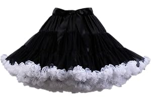 Homipooty Women's Elastic Waist Tulle Petticoat Tutu Party Multi-Layer Puffy Cosplay Skirt Underskirt, Length 40cm, Waist 56-100cm