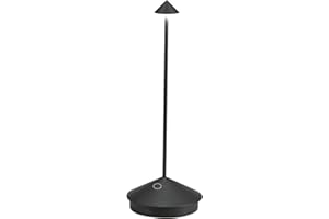 Zafferano, Lampe Pina, Lampe de Table Rechargeable et Sans Fil avec Contrôle Tactile, Convient pour le Salon et l'Extérieur, Dimmer, 2200-3000 K, Hauteur 29 cm, Couleur Noir