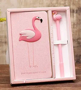 Prisma Collectionss Flamingo Cute Stationery Gift Diary with Pen for Women & Girls Set of 2