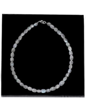 ERCE Regenbogen-Mondstein Edelstein Collier/Kette, 7 mm oval, Länge 50 cm, im Geschenketui