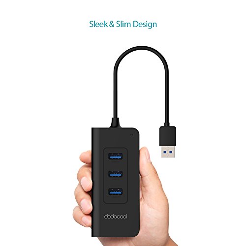 dodocool 3-Port USB 3.0 Hub mit RJ45-Gigabit-Ethernet-Adapter Freier Treiberunterstützung 10/100/1000 Mbps-Ethernet-Schwarz - 8