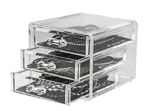 Compactor Bath RAN6045 Range Bijoux 3 Tiroirs Polystyrène et Tissu Transparent