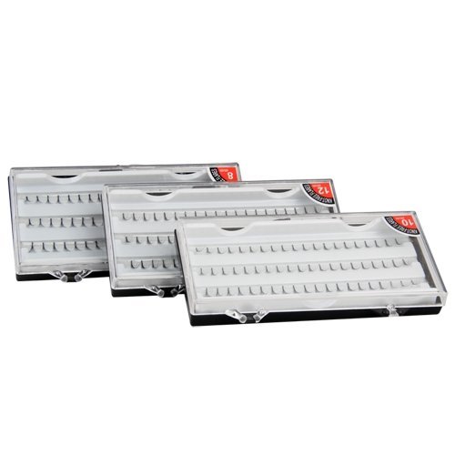 SODIAL(R) 3 Box 180x 8mm/10mm/12mm Kuenstliche falsche Wimpern Einzelwimpern