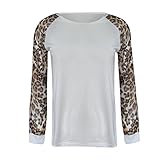 iHENGH Neujahrs Karnevalsaktion Damen Herbst Winter Bequem Lässig Mode Frauen Womens Slim Leopard Blouse Long Sleeve Fashion Ladies T-Shirt Oversize Tops(Weiß,5XL)