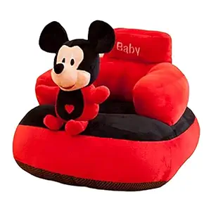 AVSHUB  Mickey Mouse Shaped Soft Plush Cushion Supporting Sofa Seat for Babies, Kids (Red and Black)