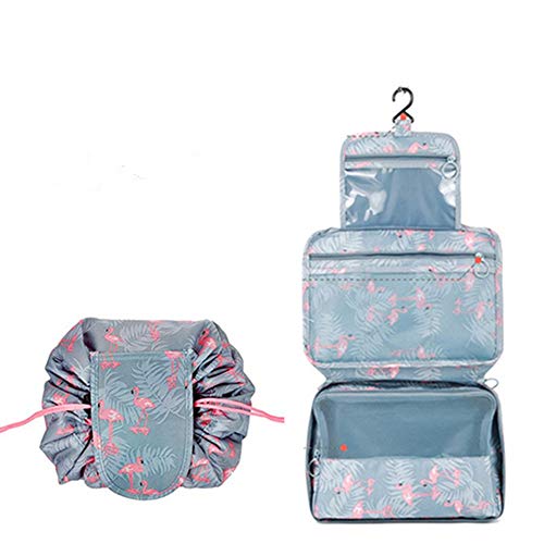 Beauty Case da Viaggio - Slopow 2 Pack Borsa da Toilette per Donna Trucco Cosmetico Portatile Organizzatore Ripiegabile Impermeabile Borsa Pigra Grande Capacità (Flamingo)