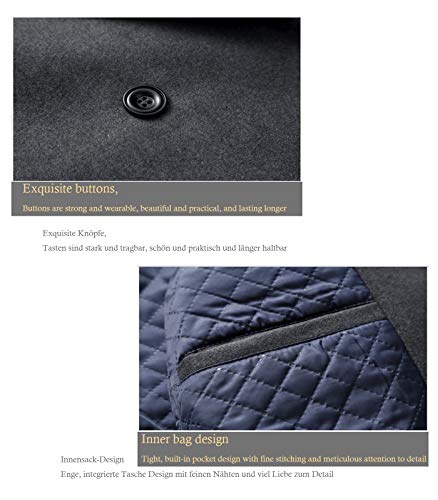 YIFAN DREAM-Herren Wollmantel Trenchcoat|Wärmemantel für Männer|Business Überzieher Anzug |Wolljacke Parka Männer Windbreaker Outwear Cardigan (Grau, S)