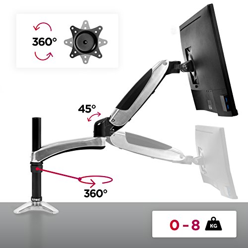 Duronic DM651X2 Monitor-Tischhalterung für einen LCD/LED Computer Bildschirme / Fernsehgeräte, mit Höhenverstellung durch Gasspannungsregelung / Neig, Schwenk und Rotierfunktion - 4