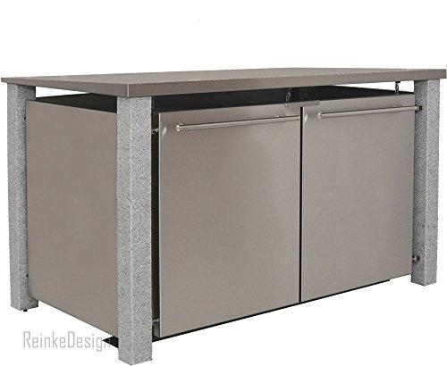 Mülltonnenhaus mit Pultdach und Granitpfosten 3x240L