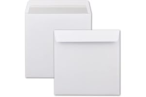 FARBENFROH BY GUSTAV NEUSER Buste quadrate 220 x 220 mm – Bianco con stampa interna grigia – 50 pezzi – qualità extra – 100 g/m² – 22 x 22 cm – per occasioni speciali – Chiusura adesiva – Marca: Gustav Neuser