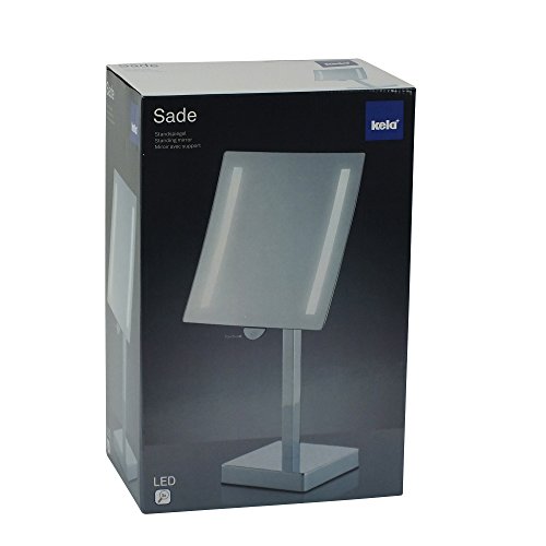 Kela 20627 Standspiegel, Touch-Funktion und LED-Beleuchtung, Batteriebetrieben, 30,5cm, Metall, Sade, Verchromt - 6