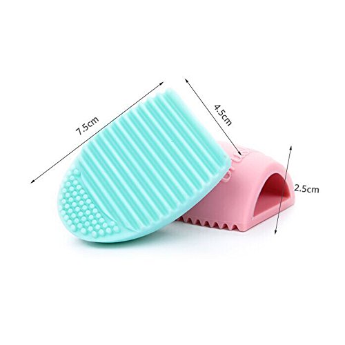 Mangotree Make-up Pinsel Reinigung Massage Werkzeug Silikon Handschuhe Reiniger Kosmetik Clean Tools (2 Stücke, Rosa + Mint Grün) - 8