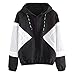 Produktbild Geili Jacke Damen Herbst Langarm Dünne Sportjacke Trainingsjacke mit Kapuze Mode Frauen Farbe Block Patchwork Sweatshirt Kapuzenjacke Zip Mantel Reißverschluss Windjacke Outwear