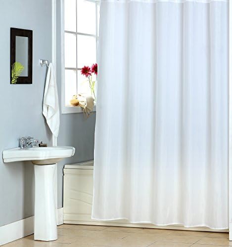 Shower Curtain SIMPLY WHITE Textile 71x71 inch (180x180 cm) Anti-Mold / Anti-Bacterial / incl. 12 Rings
