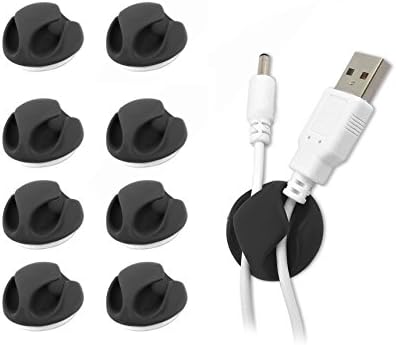 Hex 8 Pack Multipurpose Cable Clips Holders Cord Management System for Computer Charging or Mouse Cord Black