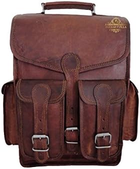 Handmade 15" Mens Vintage Leather Laptop Backpack Shoulder Messenger Bag Rucksack Sling for 2 in 1 purpose