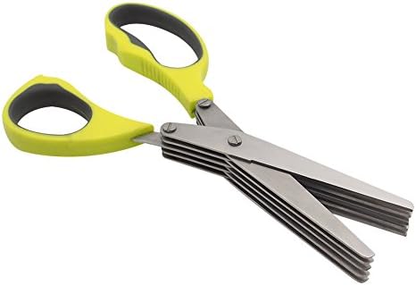 Lanker Herb Scissors,Multipurpose 5-Layers Scallion Cut Stainless Steel Blades Cutter/Chopper/Mincer KT27 Green