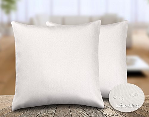 Leinen Optik Kissenhüllen 2 Stück, Kissen Classic 40×40, 50×50, 40×60 Farbe und Größe wählbar (50 x 50 cm Creme) - 2