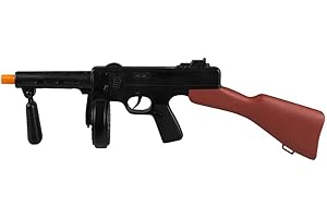 Boland 00629 - Maschinengewehr, 1 Stück, Länge 49 cm, Farbe: Schwarz-Braun, Gewehr aus Kunststoff, Waffe mit Geräusch, für Soldat und Gangster, Kostüm, Verkleidung, Accessoire, Mottoparty, Halloween