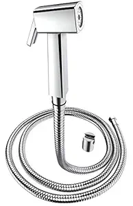 BIUT HF-5118A ABS Health Faucet Set with Brass Inserts & 1m Easy Flex Hose Pipe and ABS Hook (Chrome)