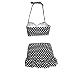 Tailloday Retro Vintage High Waisted 2 Pieces Bikini Swimwear Swimsuits Small Black