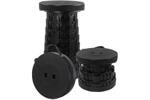 Rshuhx Taburete Plegable Portátil Plegable para Adultos,Taburete Ligero Retráctil Adecuado para Caminatas al Aire Libre Taburete de Camping de Pesca Carga Máxima 460lbs/210kg(Negro)