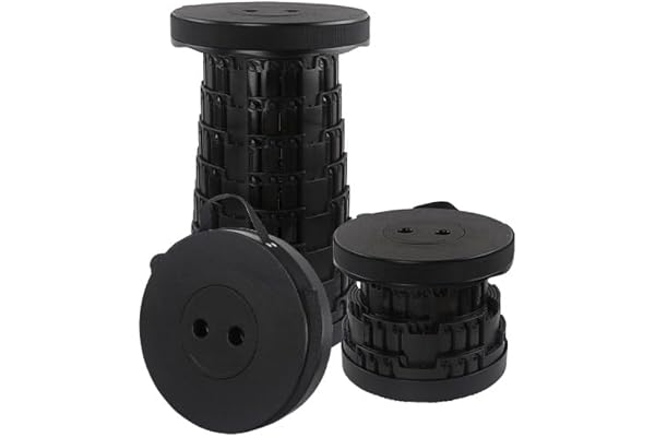 Rshuhx Tabouret Pliant Portable Tabourets pliants pour Adultes Camping Tabouret Pliable Siège léger Rétractable Robuste pour Excursion Pêche en Plein air Randonnée Charge maximale 460lb/210kg(Noir)