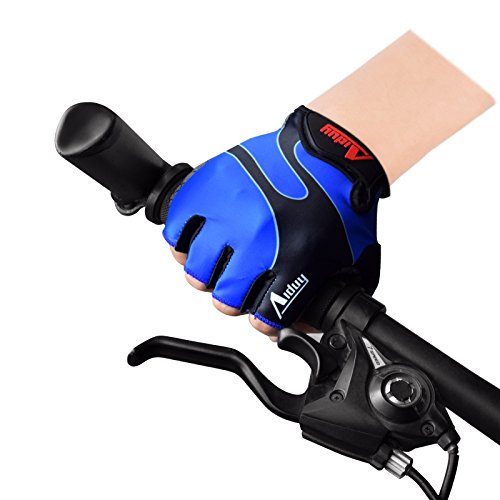 Aiduy FahrradHandschuhe, Fitnesshandschuhe Trainingshandschuhe Halbfinger-Fahrradhandschuhe – Rutschfest, Schaum gepolstert und Klettverschluss - 5