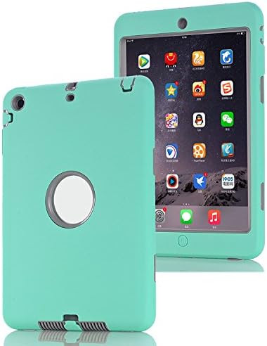 iPad Mini 1/2/3 Case, XMTIKO Hybrid Armor Defender Protective Case for iPad Mini 1/ iPad Mini 2/ iPad Mini 3 (Mint Green+Gray)