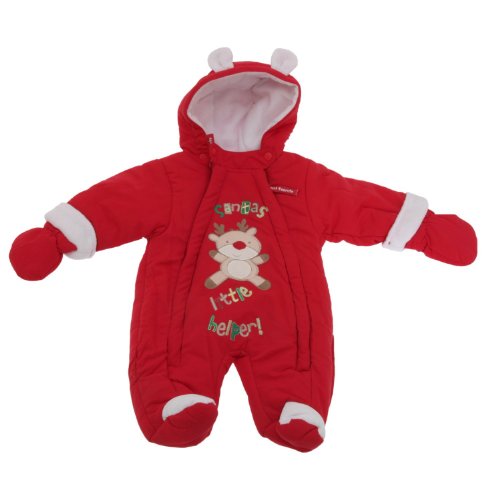 Santas Little Helper Baby Christmas Snowsuit With Embroidery And Applique - 3/6 months