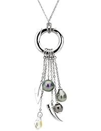 Misaki Misaki Pendant CRUELLA Charms - abalorio colgante de mujer de plata de ley con perla sintética, 52 cm